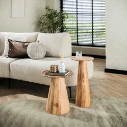 Bijzettafels-Fraaai - Sarah bijzettafel set van 2 massief acacia - naturel