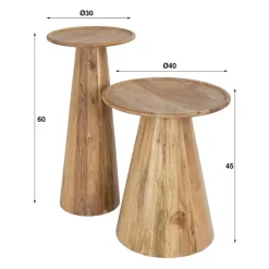 Bijzettafels-Fraaai - Sarah bijzettafel set van 2 massief acacia - naturel