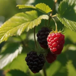 Plant in a Box Frambozenplant - Set van 2 - Rubus 'Malling Promise' - Hoogte 50-60cm - ⌀15cm