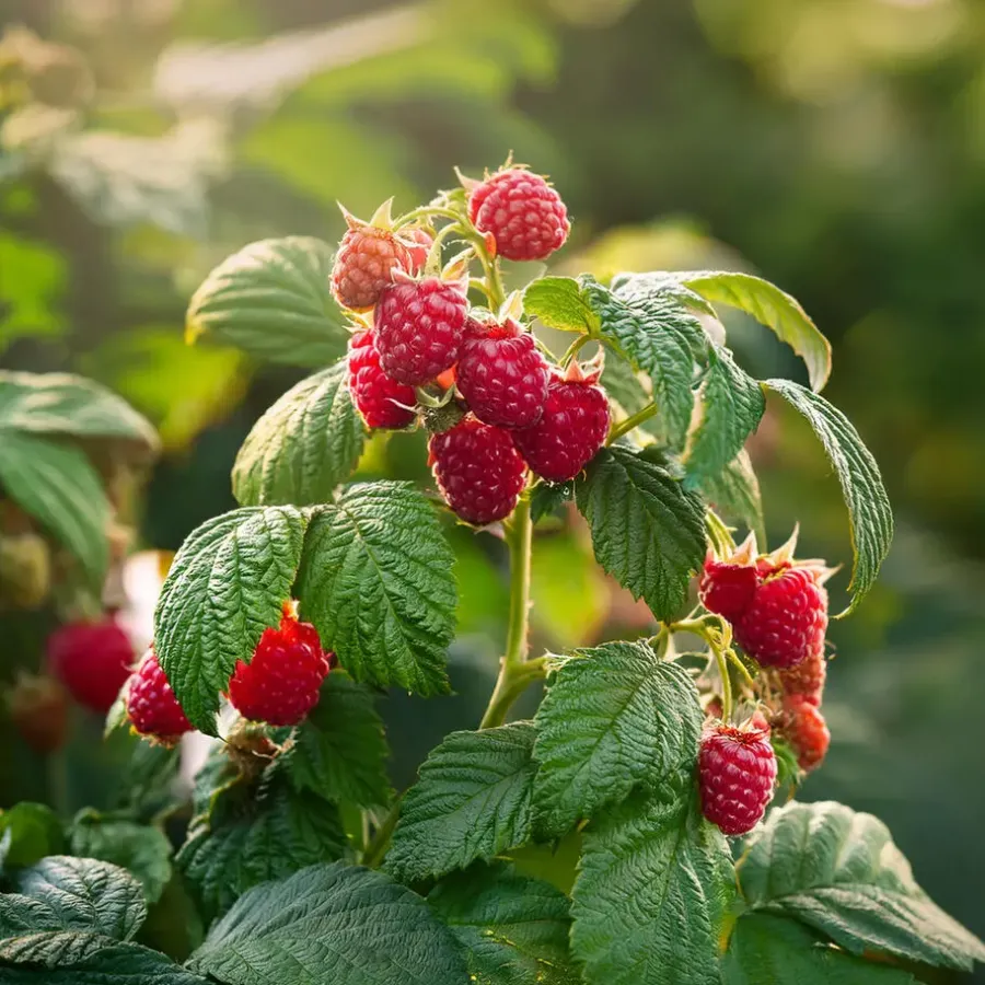 Plant in a Box Frambozenplant - Set van 2 - Rubus 'Malling Promise' - Hoogte 50-60cm - ⌀15cm