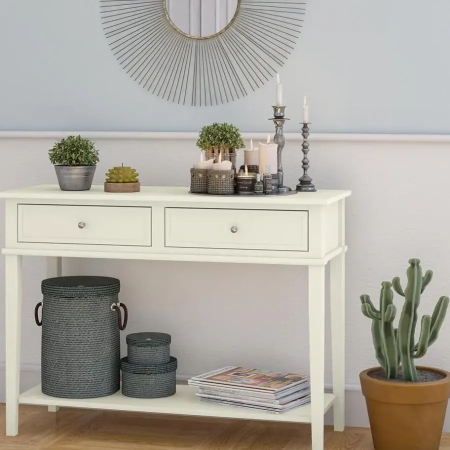 Dorel Home Franklin - Consoletafel met 2 laden in wit MDF