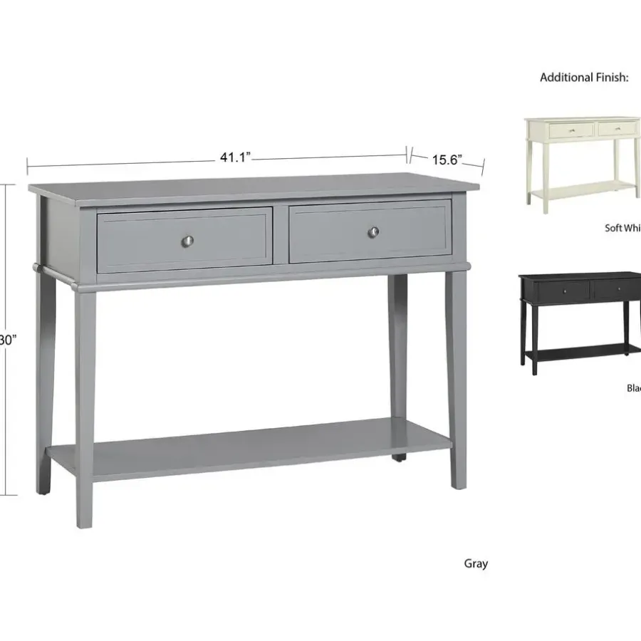 Dorel Home Franklin - Consoletafel met 2 laden in wit MDF