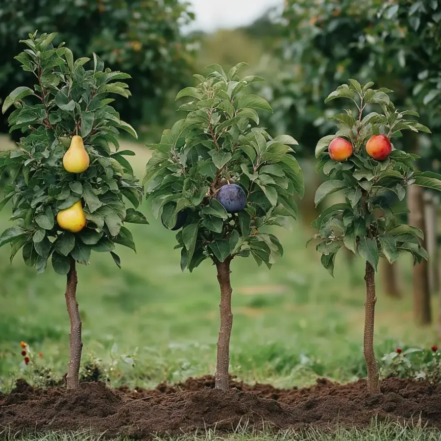 Plant in a Box Fruitzuilen - Set van 3 - Apple, pear - Hoogte 60-70cm - ⌀9cm