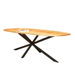 Industriële Eettafels-Furndea Eettafel Eleanor Deens ovaal naturel 200x100x76cm