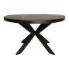 Industriële Eettafels|Ronde Eettafels-Furndea Eettafel Morada industrieel rond mango hout zwart 150x150x76cm