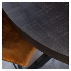 Industriële Eettafels|Ronde Eettafels-Furndea Eettafel Morada industrieel rond mango hout zwart 150x150x76cm