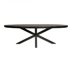 Industriële Eettafels|Ovale Eettafels-Furndea Eettafel Morada industrieel ovaal mangohout zwart 240x110x76cm