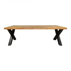 Rechthoekige Eettafels|Industriële Eettafels-Furndea Eettafel Morada industrieel rechthoek X poot mangohout 240x100x76cm