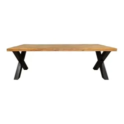Rechthoekige Eettafels|Industriële Eettafels-Furndea Morada eettafel industrieel rechthoek X poot mangohout - 76x100x200 cm
