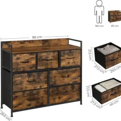 Furnihaus Commode kast 7 stoffen laden met handgrepen metalen frame industrieel