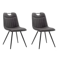 Furnihaus Eetkamerstoel Leon Microvezel Antraciet Set van 2