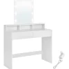 Kaptafels-Furnihaus Witte Kaptafel met Led - 2 lades en 3 open vakken - Wit