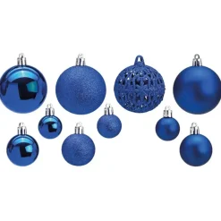 G. Wurm Kerstballen - 50ST - blauw - 3 - 4 - 6 cm - kunststof