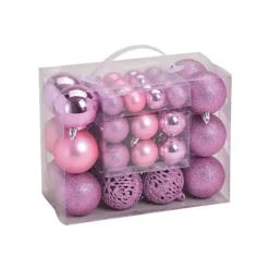 Kerstballen|Kerstdecoratie-G. Wurm Kerstballen - 50ST - roze - 3 - 4 - 6 cm - kunststof