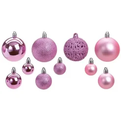 Kerstballen|Kerstdecoratie-G. Wurm Kerstballen - 50ST - roze - 3 - 4 - 6 cm - kunststof