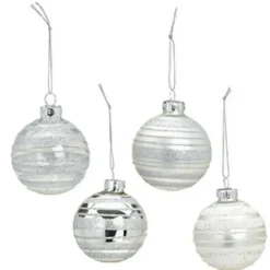 Kerstballen-G. Wurm Kerstballen - 12x - zilver - gedecoreerd - glas - 6 cm