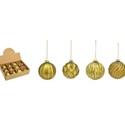 G. Wurm luxe gedecoreerde kerstballen -12x - goud - glas - 8 cm