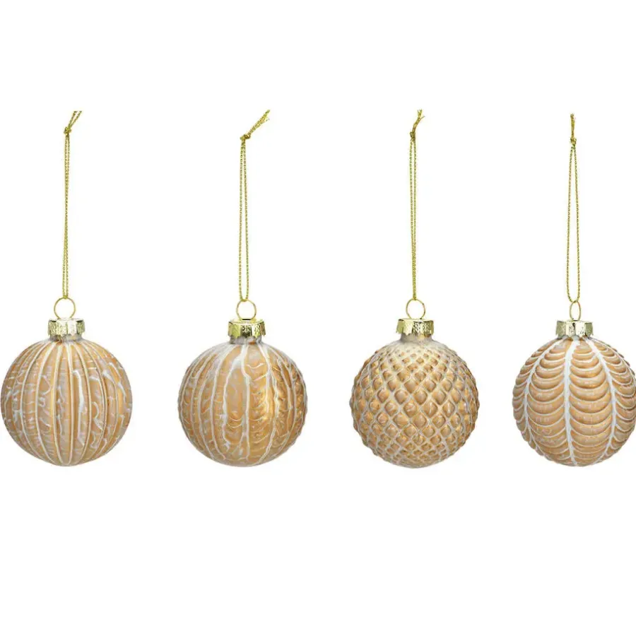 Kerstballen-G. Wurm luxe kerstballen -12x - champagne - glas - 6 cm