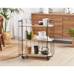 Trolleys-Beliani GABBS - Keukentrolley - Lichte houtkleur - Metaal