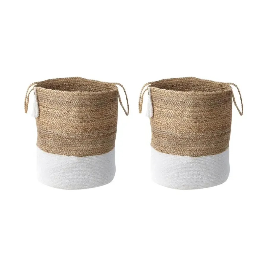 Beliani GAJAR - Manden set van 2 - Beige/Wit - Jute