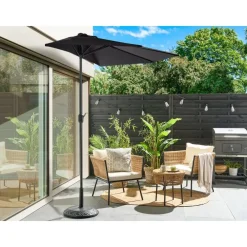 Parasols-Beliani GALATI - Halfronde parasol - Zwart - 270 cm - Polyester