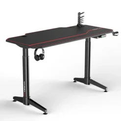 IVOL Gaming bureau zwart/rood - Elektrisch verstelbaar - 140x66 cm