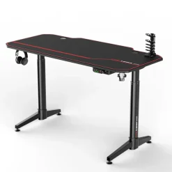 IVOL Gaming bureau zwart/rood - Elektrisch verstelbaar - 140x66 cm