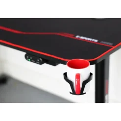 IVOL Gaming bureau zwart/rood - Elektrisch verstelbaar - 140x66 cm