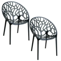 Tuinstoelen-Garden Impressions Crystal tuinstoel zwart - 2 stuks