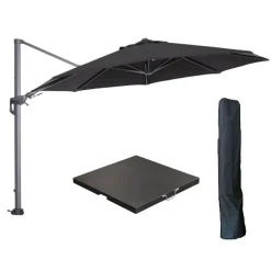 Garden Impressions Hawaii zweefparasol 3.5m zwart met voet en hoes