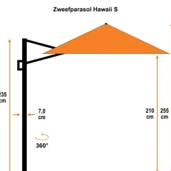 Garden Impressions Hawaii zweefparasol S 250x250 - d. grijs - ecru