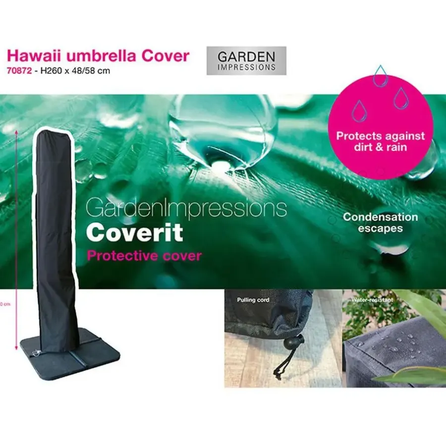 Garden Impressions Hawaii zweefparasol 3x3m taupe met voet en hoes
