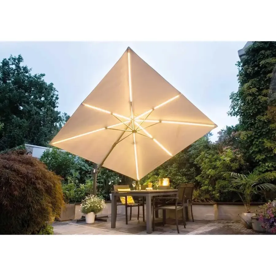 Parasols-Garden Impressions Hawaii zweefparasol Lumen LED 300x300 cm - zand