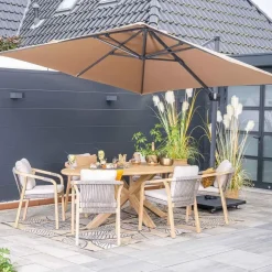 Parasols-Garden Impressions Hawaii zweefparasol 300x300 c. black - taupe