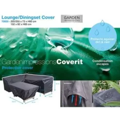 Tuinmeubelbeschermers-Garden Impressions Lounge dining hoes 205/255x73xH80 en 152x82xH65 cm
