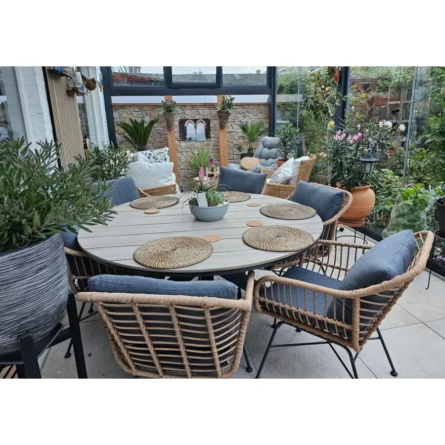 Tuinsets-Garden Impressions Margriet naturel / Edison 148 cm. - ronde tuinset