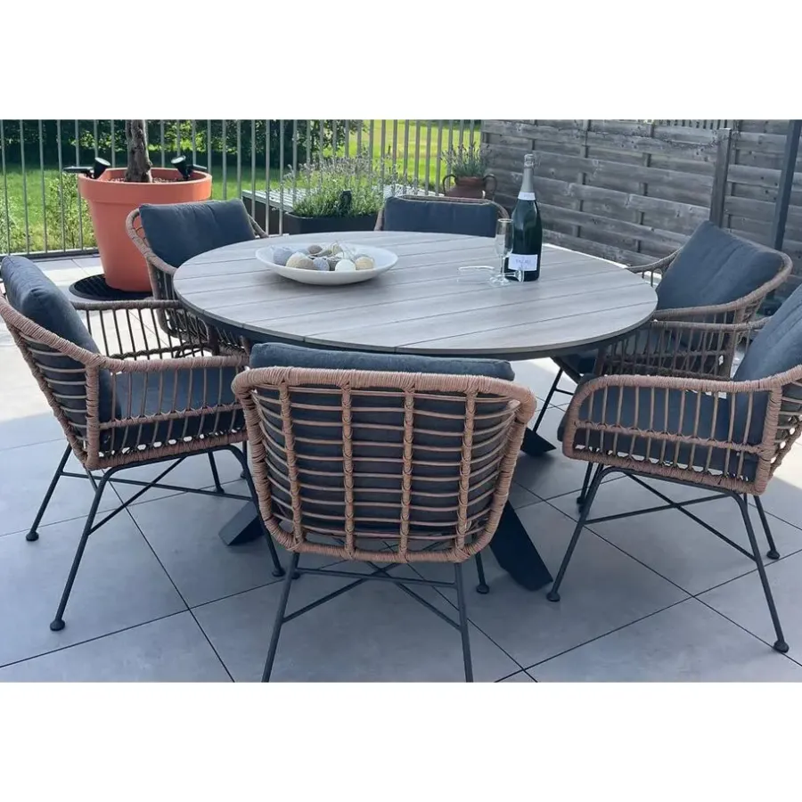 Tuinsets-Garden Impressions Margriet naturel / Edison 148 cm. - ronde tuinset