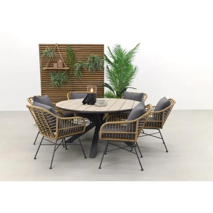 Tuinsets-Garden Impressions Margriet naturel / Edison 148 cm. - ronde tuinset