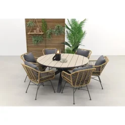 Tuinsets-Garden Impressions Margriet naturel / Edison 148 cm. - ronde tuinset