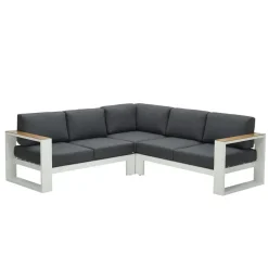 Garden Impressions Plaza lounge hoekset 3-delig wit - teak look