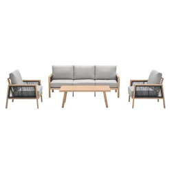 Loungesets-Garden Impressions San Capri loungeset 4-delig - light teak aluminium