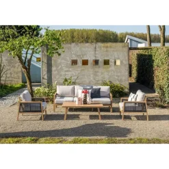 Loungesets-Garden Impressions San Capri loungeset 4-delig - light teak aluminium