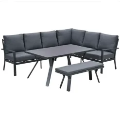 Loungesets|Loungesets-Garden Impressions Senja lounge dining set 4-delig rechts - m. grijs
