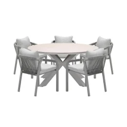 Garden Impressions Tarera tuinset 6-delig sand - tuintafel Ø148x75 cm