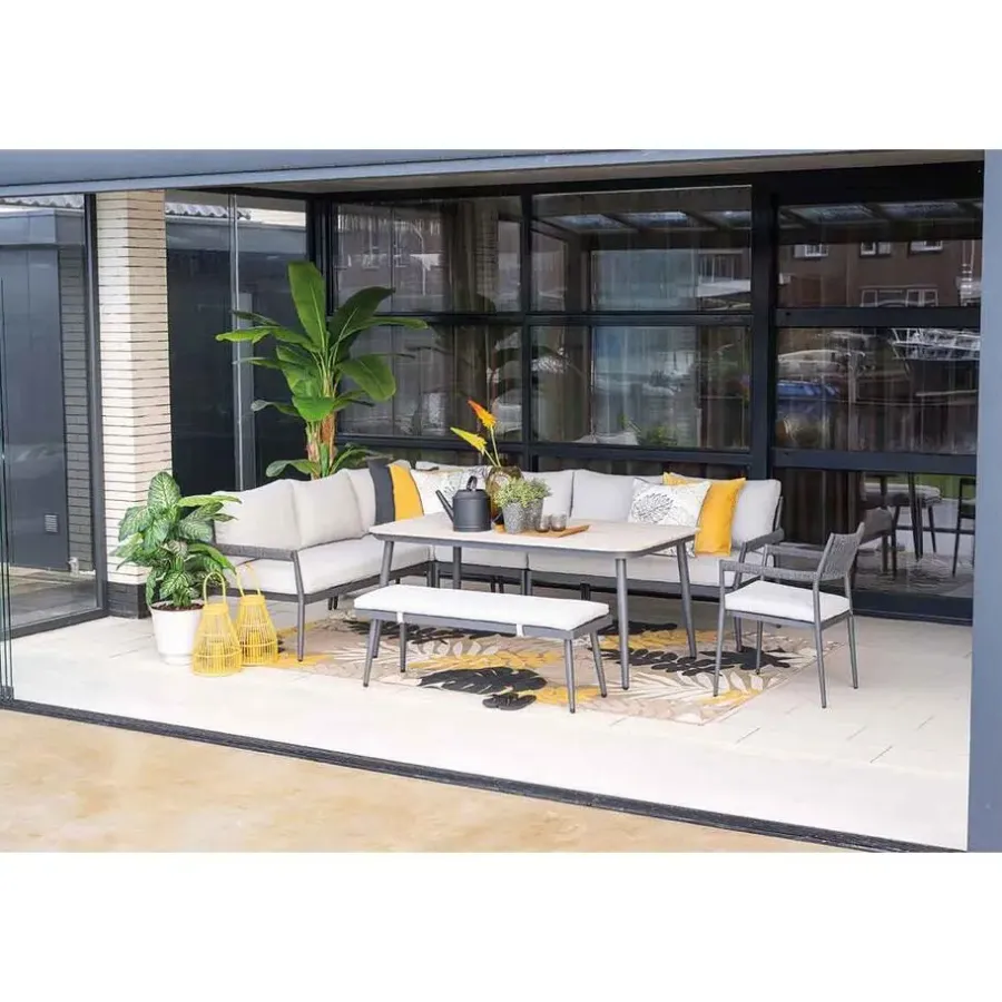 Garden Impressions Tineo lounge dining set 7-delig - donker grijs