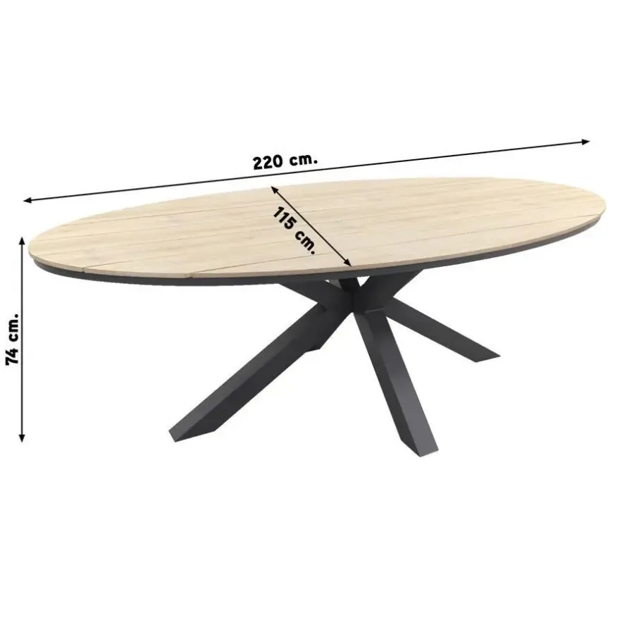 Garden Impressions Tulli tuintafel 220x115 cm - licht bruin