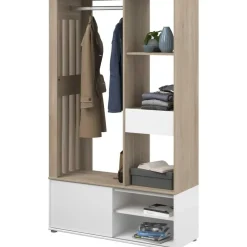 Kledingopbergers|Kledingrekken-Parisot Garderobe Ghislain 1 deur & 1 lade - Japanse eik/wit