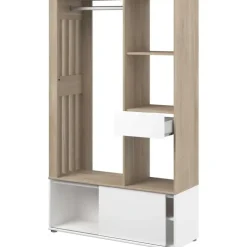 Kledingopbergers|Kledingrekken-Parisot Garderobe Ghislain 1 deur & 1 lade - Japanse eik/wit