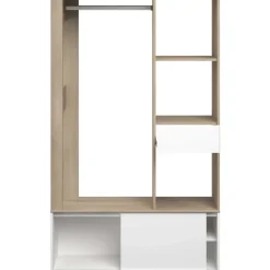 Kledingopbergers|Kledingrekken-Parisot Garderobe Ghislain 1 deur & 1 lade - Japanse eik/wit