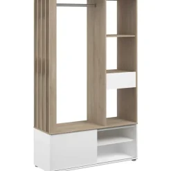 Kledingopbergers|Kledingrekken-Parisot Garderobe Ghislain 1 deur & 1 lade - Japanse eik/wit